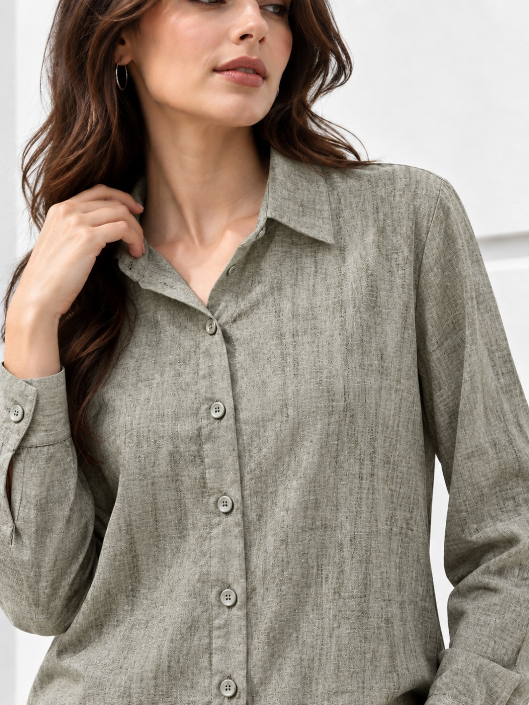 Clobug Women Full Sleeve Linen Shirt