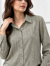 Clobug Women Full Sleeve Linen Shirt