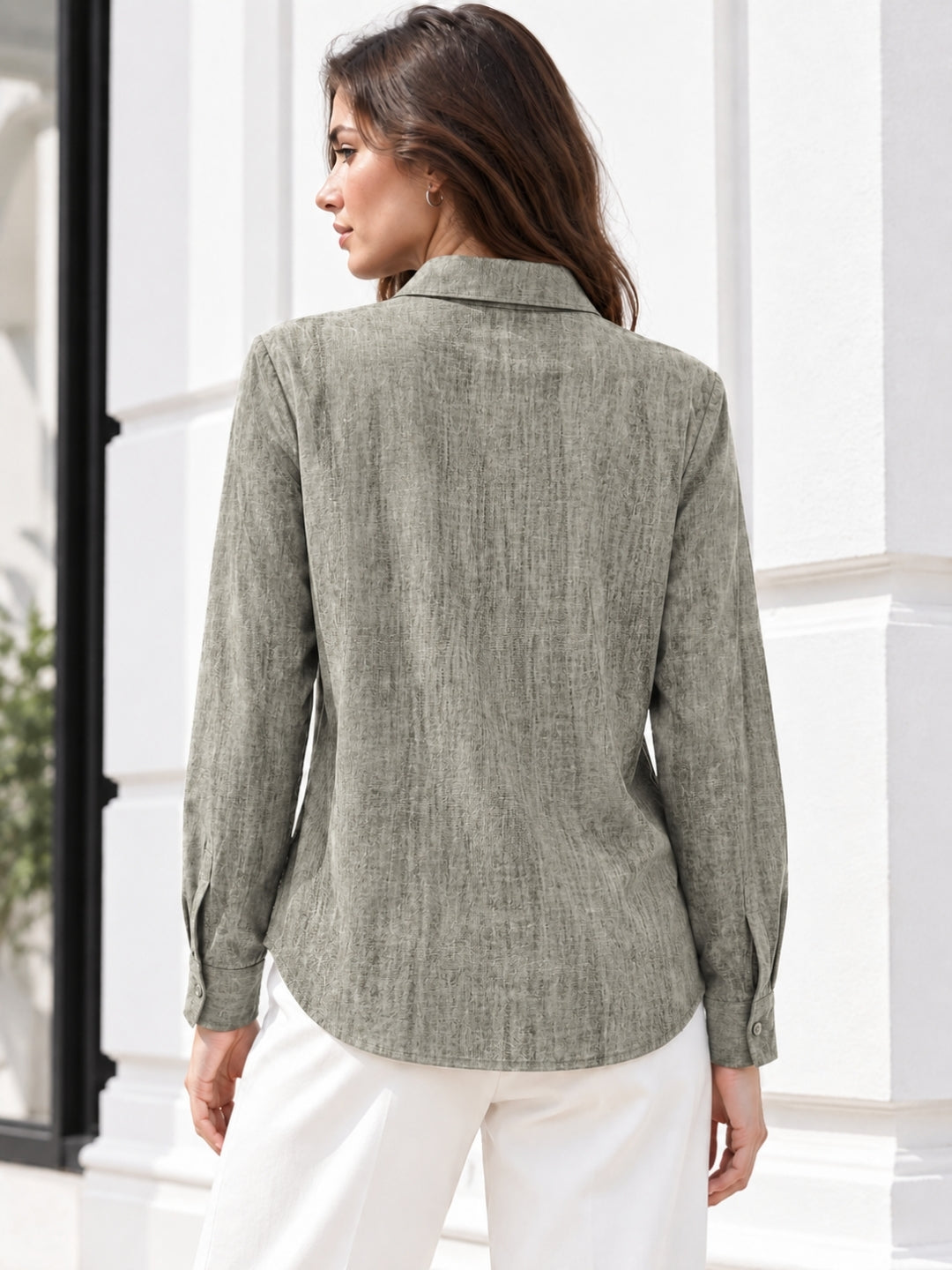 Clobug Women Full Sleeve Linen Shirt