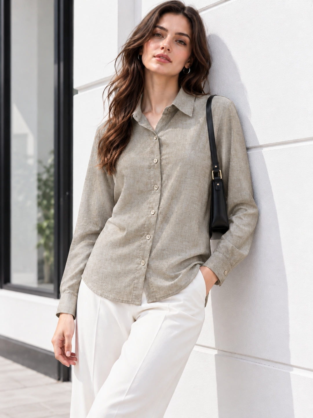 Clobug Women Full Sleeve Linen Shirt