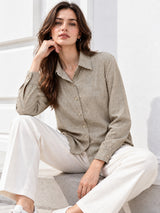 Clobug Women Full Sleeve Linen Shirt