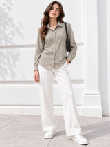 Clobug Women Full Sleeve Linen Shirt