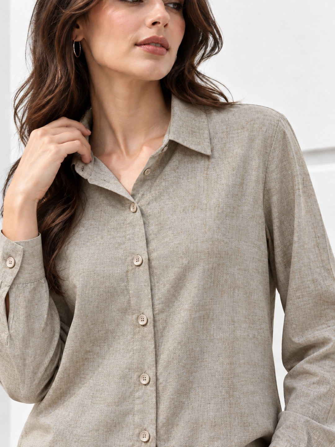 Clobug Women Full Sleeve Linen Shirt