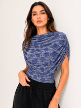 Clobug Women Printed Cape Sleeve Boat Neck Top