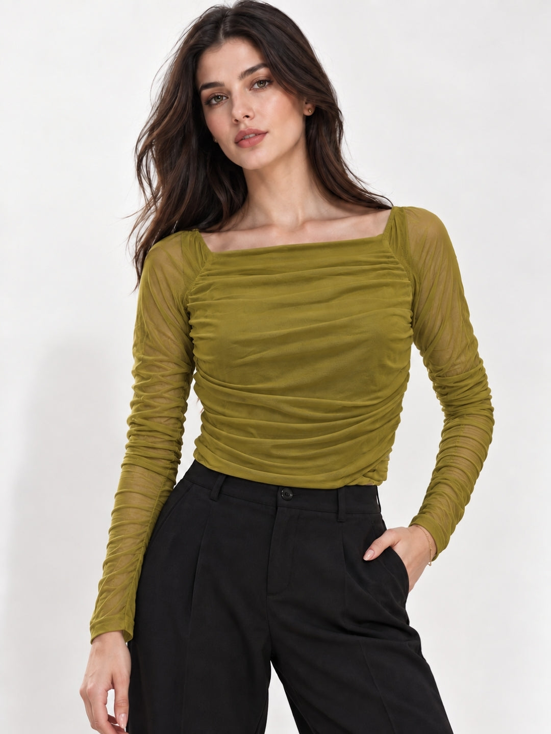 Neted Solid Crop Top