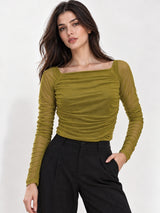 Neted Solid Crop Top