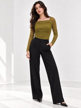 Neted Solid Crop Top