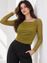 Neted Solid Crop Top