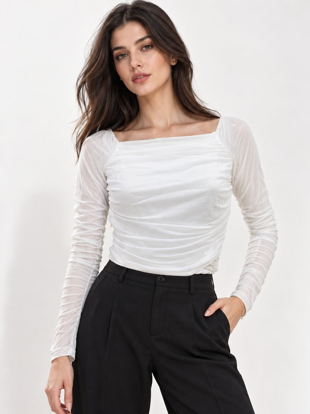 Neted Solid Crop Top