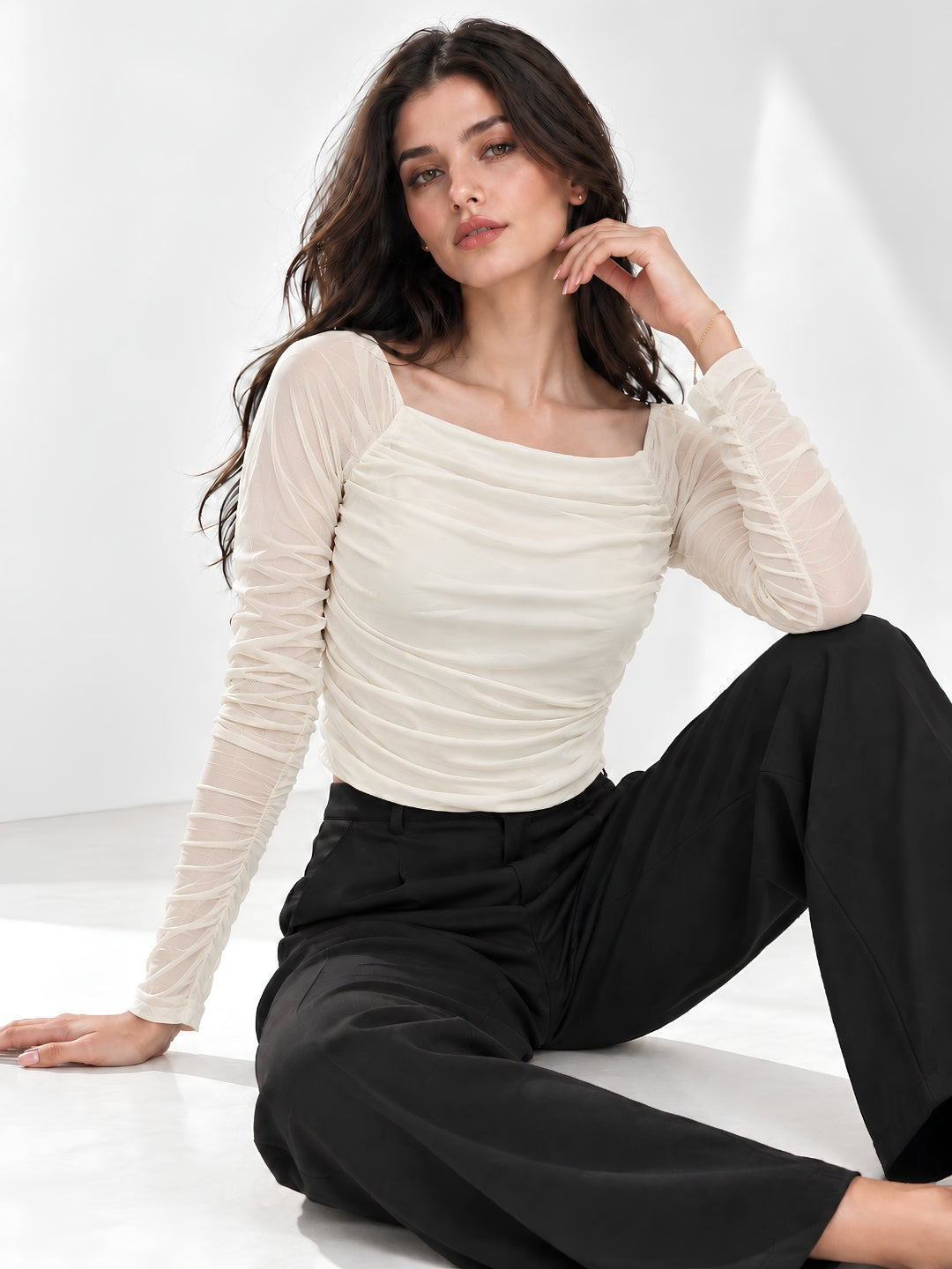 Neted Solid Crop Top