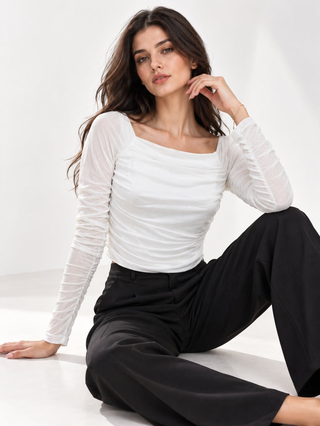 Neted Solid Crop Top