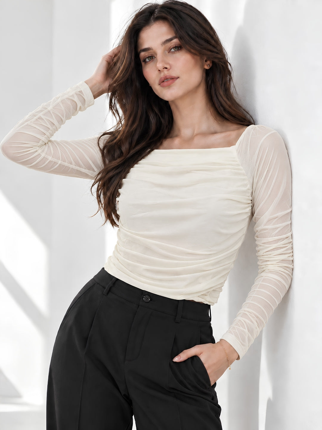 Neted Solid Crop Top
