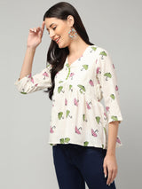 Clobug Women Floral Printed Top