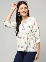 Clobug Women Floral Printed Top