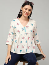 Clobug Women Floral Printed Top
