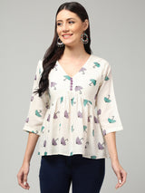 Clobug Women Floral Printed Top