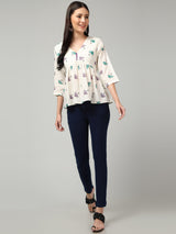 Clobug Women Floral Printed Top