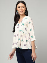 Clobug Women Floral Printed Top