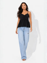 Clobug Women Sleeveless Sweetheart Neck Regular Top