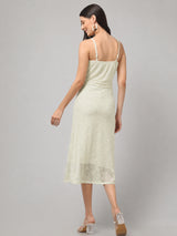 Clobug Women’s White Embroidered A-line dress
