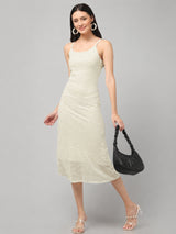 Clobug Women’s White Embroidered A-line dress