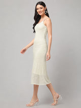 Clobug Women’s White Embroidered A-line dress