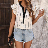 Clobug Women V Neck Printed White Top