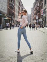 Clobug Stylish Sheer Full Sleeve Cotton Blend Top for Women – Trendy Korean Summer Top