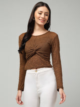 Clobug Stylish Sheer Full Sleeve Cotton Blend Top for Women – Trendy Korean Summer Top