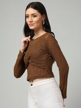 Clobug Stylish Sheer Full Sleeve Cotton Blend Top for Women – Trendy Korean Summer Top