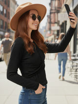 Clobug Stylish Sheer Full Sleeve Cotton Blend Top for Women – Trendy Korean Summer Top