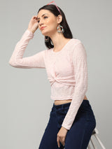 Clobug Stylish Sheer Full Sleeve Cotton Blend Top for Women – Trendy Korean Summer Top