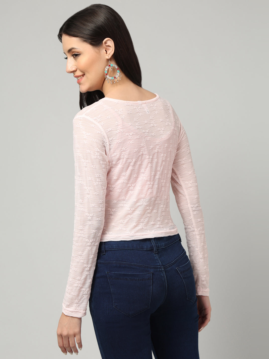 Clobug Stylish Sheer Full Sleeve Cotton Blend Top for Women – Trendy Korean Summer Top