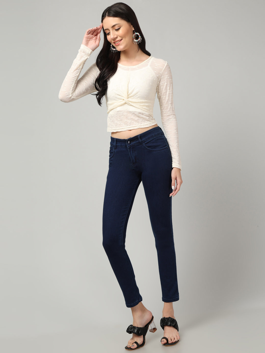 Clobug Stylish Sheer Full Sleeve Cotton Blend Top for Women – Trendy Korean Summer Top