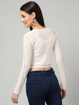 Clobug Stylish Sheer Full Sleeve Cotton Blend Top for Women – Trendy Korean Summer Top