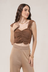 Clobug Women Solid Sweetheart Neck Lycra blend Sleeveless Crop Top
