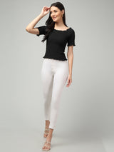 Clobug Stylish Short Sleeve Cotton Blend Top for Women – Trendy Korean Summer Top