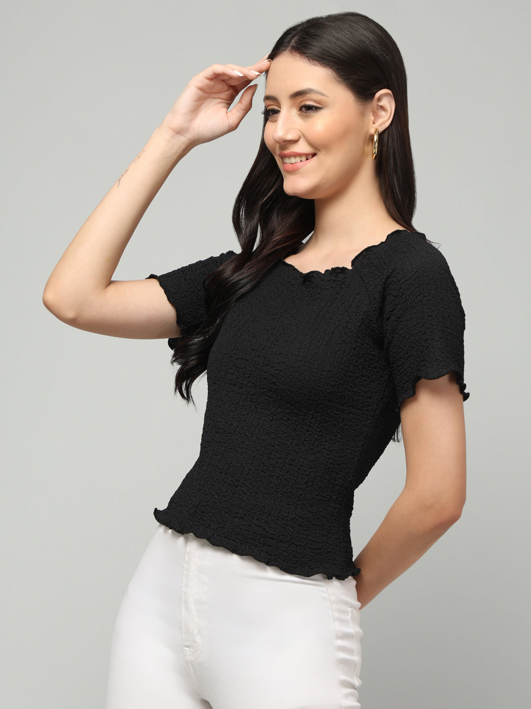 Clobug Stylish Short Sleeve Cotton Blend Top for Women – Trendy Korean Summer Top