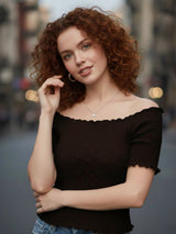 Clobug Stylish Short Sleeve Cotton Blend Top for Women – Trendy Korean Summer Top