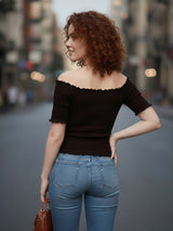 Clobug Stylish Short Sleeve Cotton Blend Top for Women – Trendy Korean Summer Top