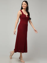 Clobug Women Stylish Solid A-line Maxi Dress– Trendy Summer Dress