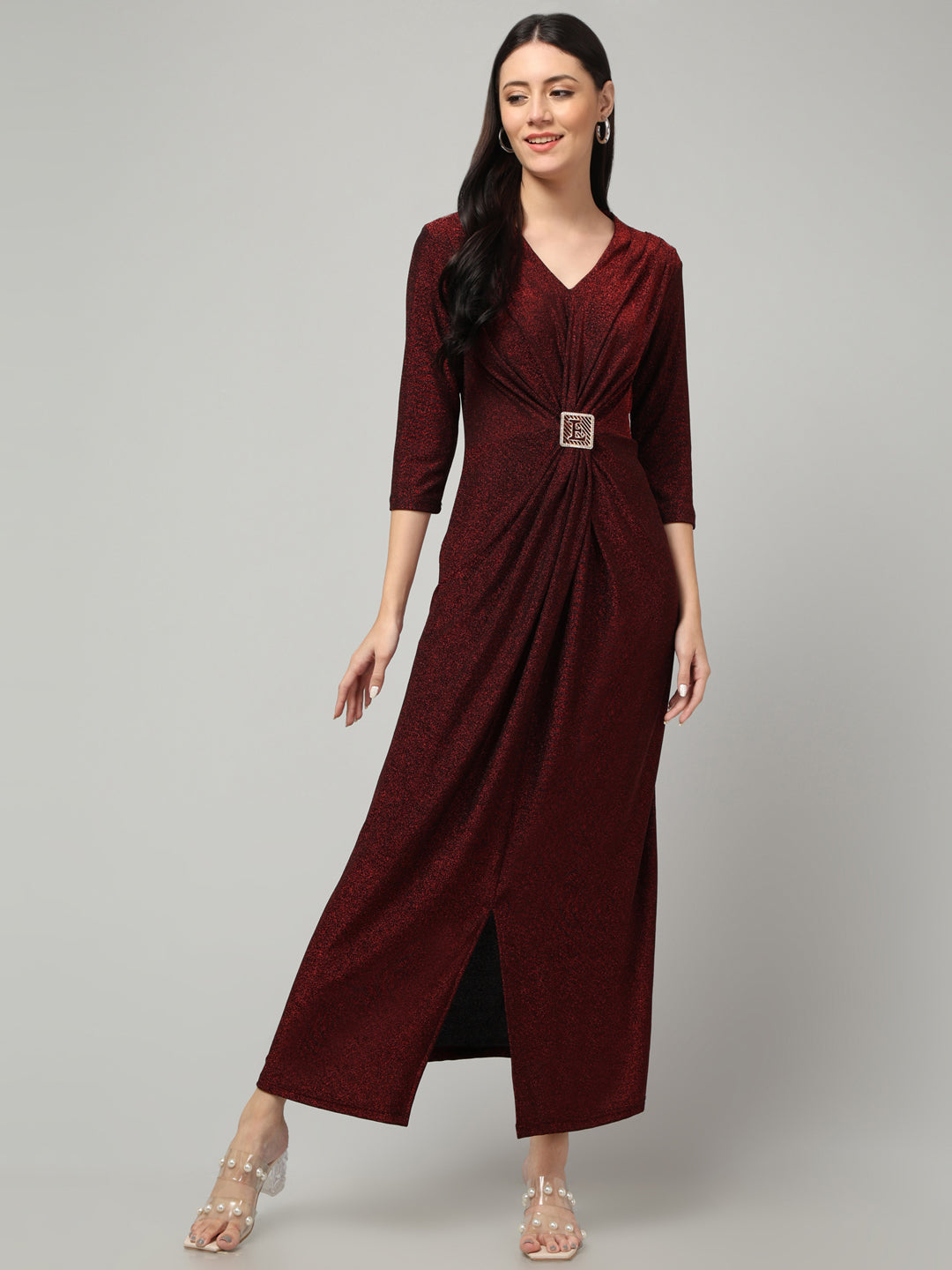 Clobug Women Stylish Solid A-line Maxi Dress– Trendy Summer Dress