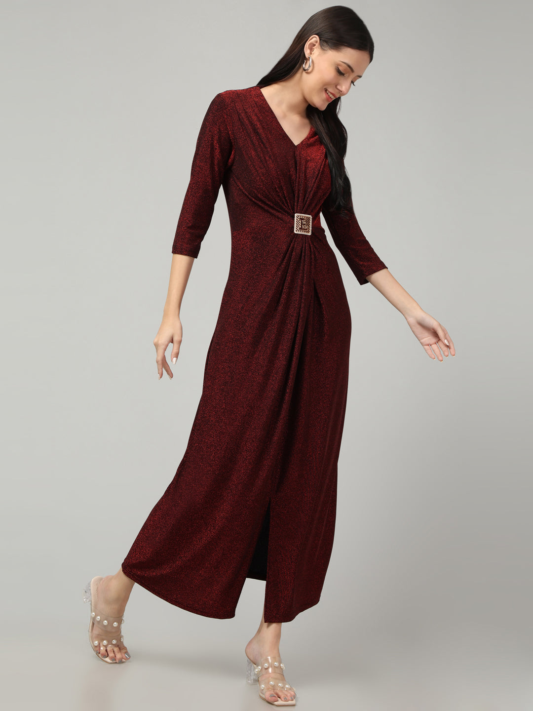 Clobug Women Stylish Solid A-line Maxi Dress– Trendy Summer Dress