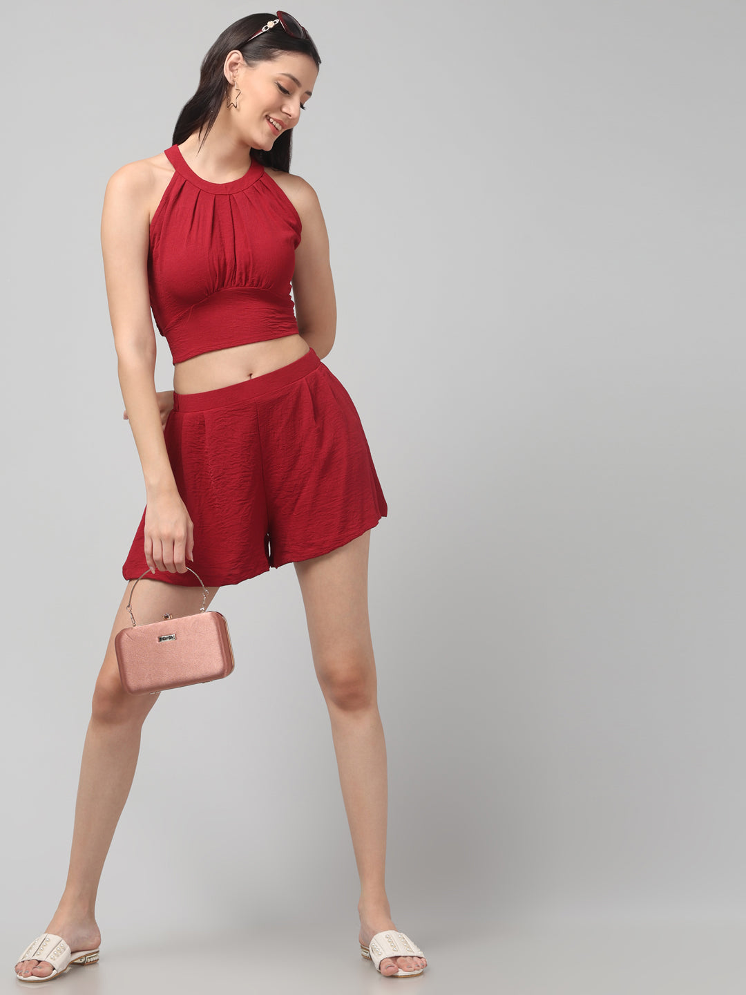 Clobug Stylish Cotton Blend Co-ord Set for Women – Trendy Korean Summer Outfit | Shorts & Top Set For Women