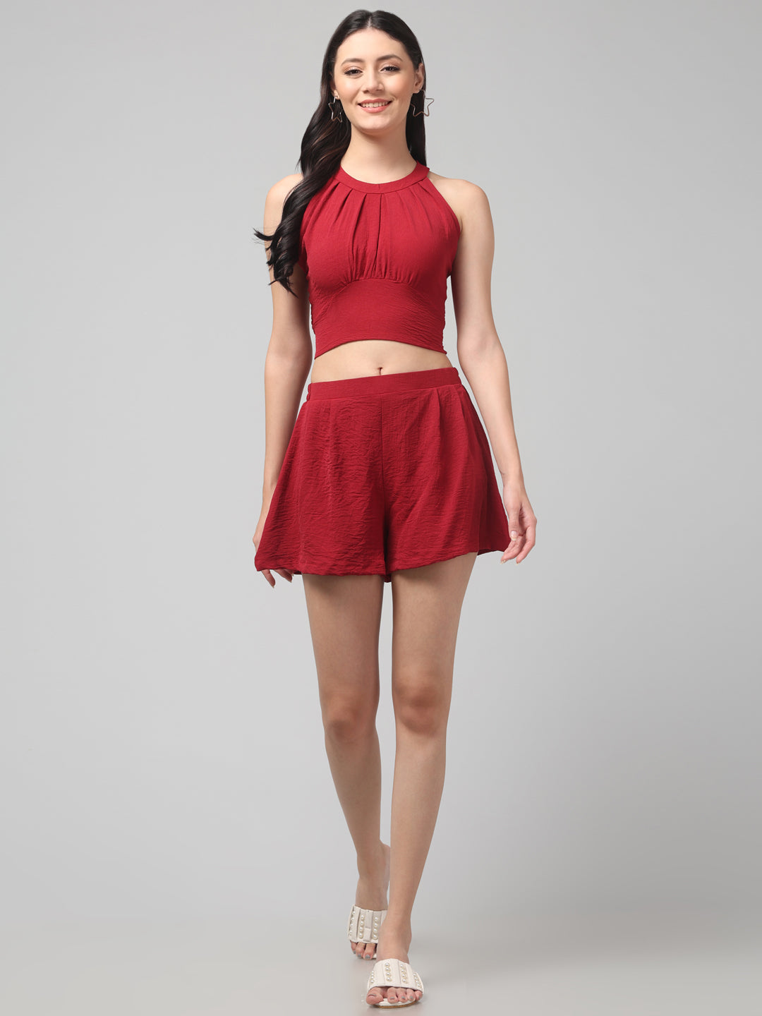 Clobug Stylish Cotton Blend Co-ord Set for Women – Trendy Korean Summer Outfit | Shorts & Top Set For Women