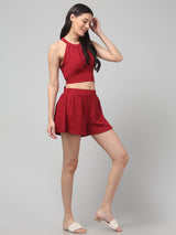 Clobug Stylish Cotton Blend Co-ord Set for Women – Trendy Korean Summer Outfit | Shorts & Top Set For Women