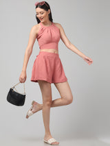 Clobug Stylish Cotton Blend Co-ord Set for Women – Trendy Korean Summer Outfit | Shorts & Top Set For Women