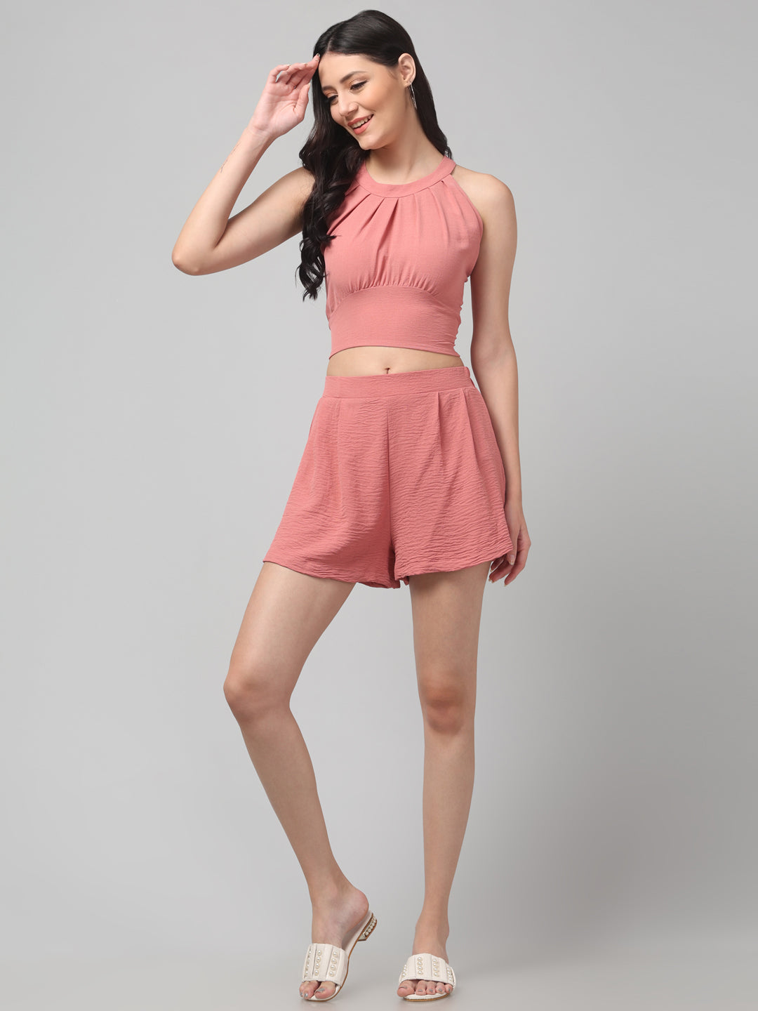 Clobug Stylish Cotton Blend Co-ord Set for Women – Trendy Korean Summer Outfit | Shorts & Top Set For Women