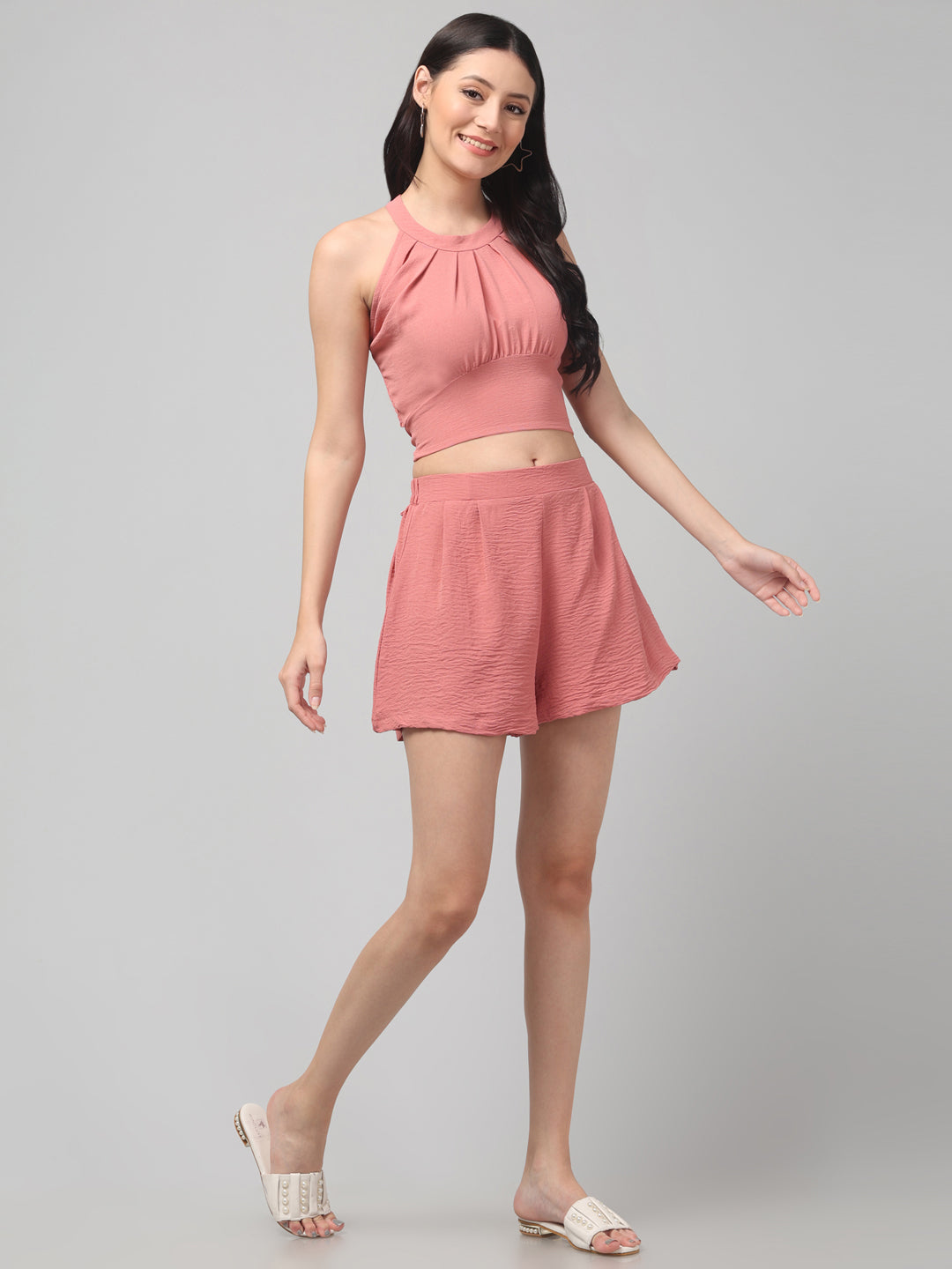 Clobug Stylish Cotton Blend Co-ord Set for Women – Trendy Korean Summer Outfit | Shorts & Top Set For Women