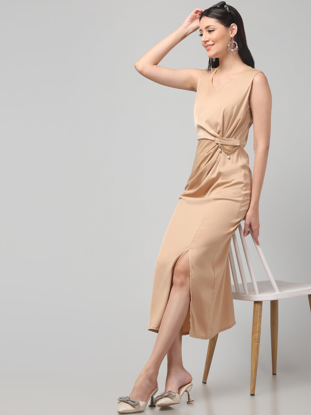 Clobug Women Stylish Solid Fit and Flare Dress– Trendy Summer Dress